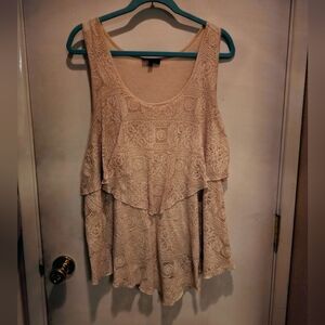 love J Cream Lace Ruffle Tank Top